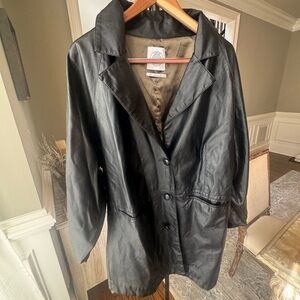 Urban Outfitters Oversized Vegan Leather Black Trench Puff Sleeved Coat S Small